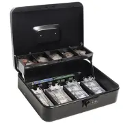 Cash Box with Money Tray and Combination Lock, Large Money Box, 5 Compartment...