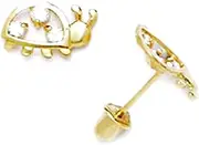 [JewelryWeb] 14k Yellow Gold CZ Simulated Diamond Beetle Shaped Screw Back Earrings 6x9mm Stud Earring for Women