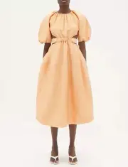 Aje Mimosa Cutout Midi Dress In Mandarin Size AU 12/ US 8 NWT