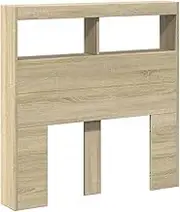 vidaXL Sonoma Oak Engineered Wood Headboard Cabinet with RGB LED for Bedroom – Ample Storage Space, Adjustable Lights