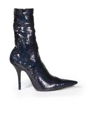 Black Sequin Embellished Knife Boots