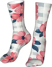 [CSIVKEJ] Crew Socks Comfort Casual Athletic Multi Design Socks For Women Men, Flowers 10, One Size, Flowers 10, One size