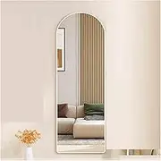 Full Length Mirror150x40cm,Wall HangingArched Full Length Mirror,Aluminium Alloy Frame for Bedroom,Living Room and Cloakroom(Gold,155x45cm)