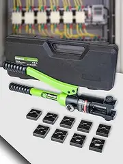 AMZCNC Professional Hydraulic Crimping Tool with 12 Ton Output Pressure and 9 Standard US Dies (Crimps 8 AWG to 4/0 AWG)