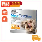 NEXGARD Chewable ORANGE for Dogs 3 Chews 2 to 4 Kg Monthly Tick Flea Control