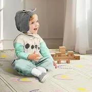 Baby Play Mat 180 x 200cm, Double-Sided Soft Play Mat for Playpen, Foldable XPE Foam Baby Playmat for Floor, Portable Waterproof Activity PlayMats for Babies and Toddlers - Rainbow Stripes/Building