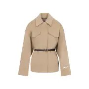 [Sportmax] Sportmax-Camel Brown Virgin Wool Cantore Jacket-Donna 36 IT