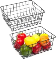 Lelecat Wire Baskets with Handles Wire Storage Organizer Bin Baskets, Pantry, Cl