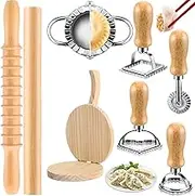 Pasta Making Tools - Wooden Dumpling Making Kit,Household Cooking Supplies, Spaghetti Maker Set for Wonton, Pies, Cakes