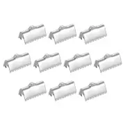 90Pcs Ribbon End Crimp Clamps, 13mm Pinch Cord End Clasps for DIY Making, Silver