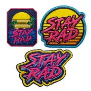 80's Retro Sunset Palm 'Stay Rad' Embroidered Patch Badge | Hook & Loop Backing