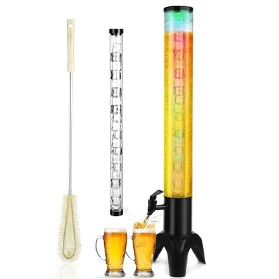 Beer Dispenser, 100oz/3.2 qt Mimosa Tower Dispenser with Ice Tube and LED Lig...