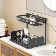 2 Layer Cutlery Holder Dish Storage Rack for Bar Sink Home Kitchen Bathroom