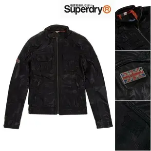 跩狗嚴選 正品 極度乾燥 Superdry Falcon 男款 黑 騎士 真皮 皮衣 外套 重機 合身版型