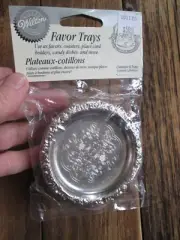 NEW Wilton Favor Trays Silver Metal Coasters Mini Round Place Card Holders Set 6