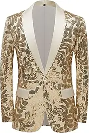 [Haitpant] Men Luxury Red Fleece Sequins Floral Pattern Suit Jacket Blazer Shawl Lapel Blazers Party Stage Singer Costume