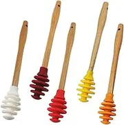 5Pcs Silicone Honey Dippers Non Stick Honey Stirring Spoons Stain Resistant Syrup Stirrer for Honey Pot and Jar Easy to Clean and Use