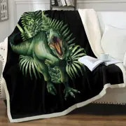 Green Scary Dinosaur Throw Blanket