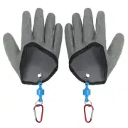 1 Pair Fishing Gloves with ABS Magnet Release Non-Slip Puncture Resistant Grey