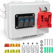 Power Distribution Box with Battery Adapter Fit for Mil.Waukee 18V Battery, Power Adapter Box with Pre-Installed Lines/Dual USB Charger/Low Voltage Protection, for RV Truck Trailer/Warehouse/Shed