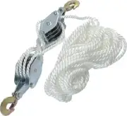 Wheel Block and Tackle System 4000LB Breaking Strength 65 Feet Rope Hoist &lift