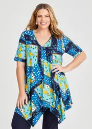 [Taking Shape] Plus Size Women's Printed Natural Top Size 18 in Print - Taking Shape Print