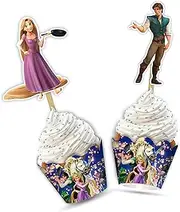Rapnzl Cupcake Wrappers – Tangled Theme Party Decorations, Princess Birthday Supplies, Fairytale Cake Toppers