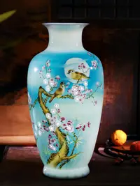 在飛比找樂天市場購物網優惠-景德鎮陶瓷器名家手繪薄胎花瓶新中式家居客廳博古架擺件裝飾禮品