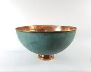 Green Patina Hammered Copper Vessel Sink, Copper Vessel Sink For Bathroom.