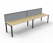 RAPIDLINE DELUXE PROFILE LEG WORKSTATION With Screen 2 Person Single Sided W1200 x D750 x H730mm (per user) Natural Oak Top Black Frame