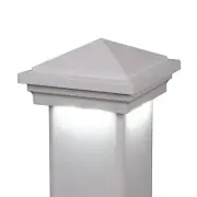 4" sq. Antique Gray Haven Downward Low Voltage LED Post Cap (6 Pack) [1644GR]