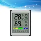 Touch Screen Luminous Indoor Digital Thermometer Hygrometer with Clock for Home