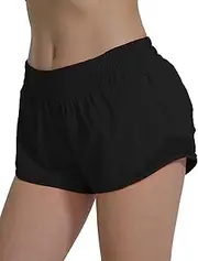 [AugIris] Athletic Running Shorts for Women with Zipper Pocket Soft Gym Workout Shorts with Mesh Liner Qucky Dry, Black, Small