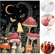 MUFEKUM Cross Stitch Kits for Adults, Vivid Mushroom Butterfly Pattern Stamped Cross Stitch Kits with Needles Scissor Threaders, 11CT Printed Cross Stitch Kit for Home Wall Decor (14"x18")