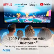 Laser 720P Bluetooth Projector - 100" Display, LED