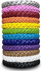 Mosquito Repellent Bracelets, Individually Wrapped PU Leather Insect & Bug Repellent Wrist Bands for Kids & Adults Outdoor Camping Fishing Traveling