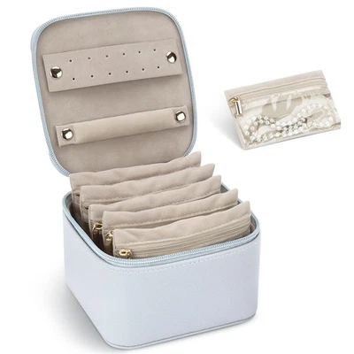 Small Jewelry Box, Travel Small Jewelry Organizer with Earring Tray and Ring ...