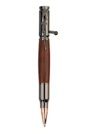 Bolt Action Rifle Ballpoint Bullet Pen - Gun Metal & Wood Style