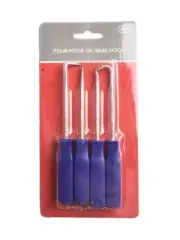4pcs Car Pick & Hook Set O Ring Oil Seal Gasket Puller Remover Craft Hand Tool