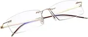 LUFF Lightweight Reading Glasses for Women Men Blue Light Blocking Computer Reader Stylish Rimless Eyeglasses