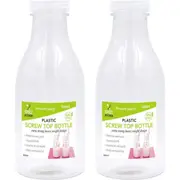 10 x Plastic Milk Bottle With Lid Drink Bottle Water Juice Cup Container 500ML