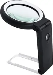 zolyet Handheld Magnifier 30X 10X Magnifying Glass with Light Foldable Handle for Reading Full Book Page Newspaper Support 3 Light Colors Great Low Visions/Seniors s s Map Black