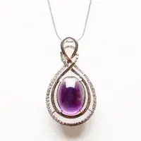 在飛比找momo購物網優惠-【寶石方塊】蕙質蘭心天然紫水晶項鍊-925銀飾