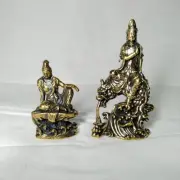 Suigetsu Kannon Bodhisattva Gyoran Kannon Set of 2 Brass Buddhist Statue Antique