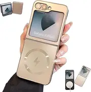 Electroplated Frosted Magnetic Case Cover for Samsung Flip Series, Drop-Resistant Fold Protective Plating Phone Case for Samsung Galaxy Z Flip 7/6/5/4/3 (Gray,for zflip 5/W24flip)