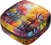 Period Bag,Sanitary Napkin Storage Bag,Autumn Tree Watercolor Painting,Tampon Bag for Purse