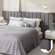 Oikiture Velvet Bed Headboard Bedhead For Double Queen King Size Beds- Grey