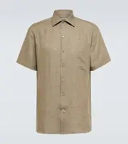 [Loro Piana] Loro Piana André linen bowling shirt UK 16 beige