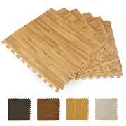 PowerSellerUSA Wood Grain 4 Pcs Interlocking Anti-Fatigue Floor Tile Mat 24"x24"