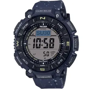 【CASIO 卡西歐】卡西歐 PROTREK 多功能太陽能登山膠帶錶-黑X藍(PRG-340SC-2)